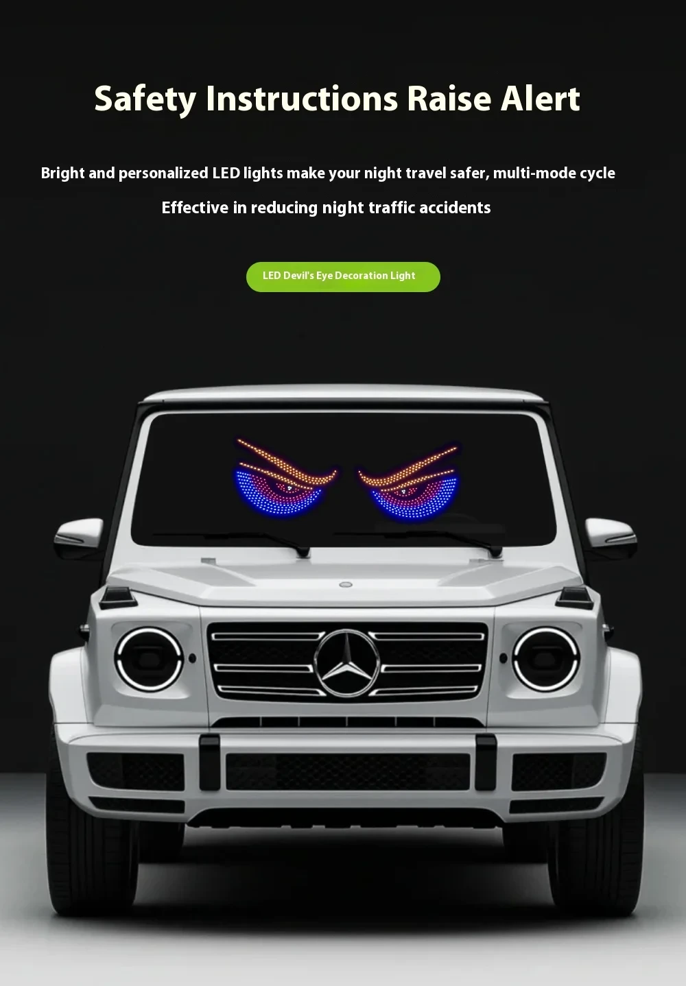 Mirksintis VELNIO AKYS LED skydelis automobiliams, sunkvežimiams, sedanams, visureigių priekinio stiklo langams aprašymas - Prekės nuotrauka
