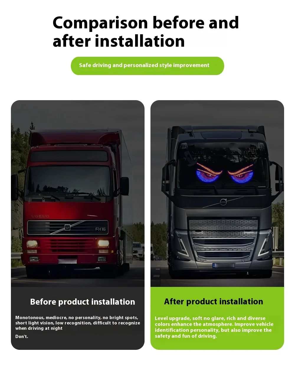 Mirksintis VELNIO AKYS LED skydelis automobiliams, sunkvežimiams, sedanams, visureigių priekinio stiklo langams aprašymas - Prekės nuotrauka