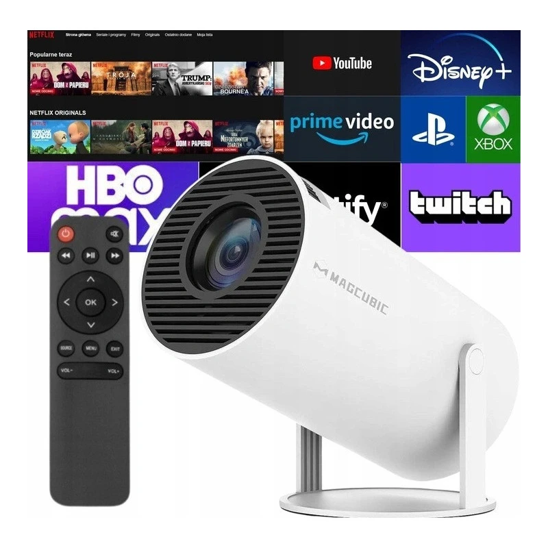 Portable Projektorius Pro+ Nešiojamas išmanus projektorius su Android 11, WiFi 6 ir 4K palaikymu namų kino patirčiai aprašymas - Prekės nuotrauka