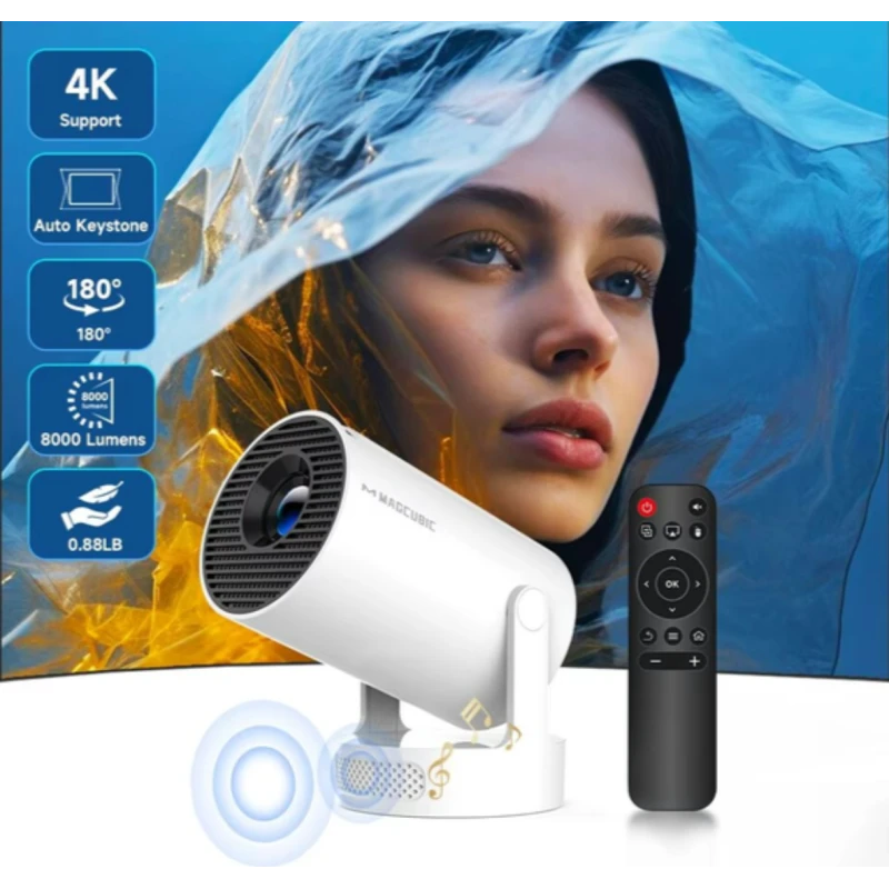Portable Projektorius Pro+ Nešiojamas išmanus projektorius su Android 11, WiFi 6 ir 4K palaikymu namų kino patirčiai aprašymas - Prekės nuotrauka