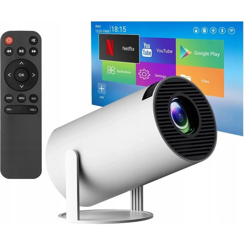 Portable Projektorius Pro+ Nešiojamas išmanus projektorius su Android 11, WiFi 6 ir 4K palaikymu namų kino patirčiai aprašymas - Prekės nuotrauka