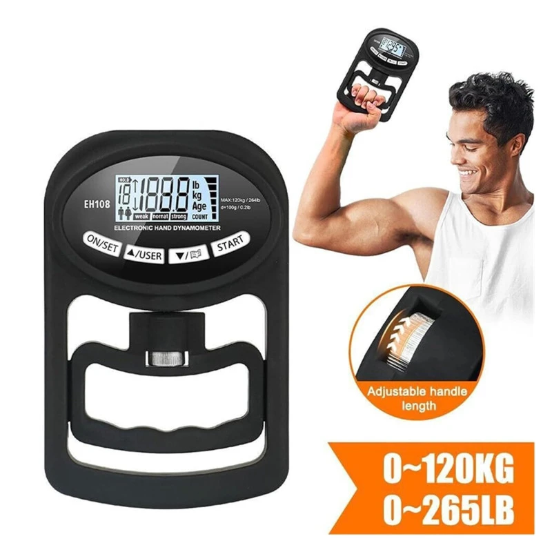 Skaitmeninis rankos jėgos matuoklis iki 120 kg – tikslus, patogus ir profesionalus sprendimas tavo progresui! aprašymas - Prekės nuotrauka