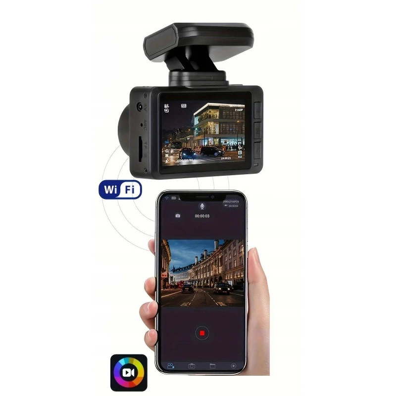 Ultra 4K Vaizdo Registratorius su GPS, Wi-Fi ir Sony IMX335 Sensoriumi, dviem kamerom, magnetiniu laikikliu aprašymas - Prekės nuotrauka