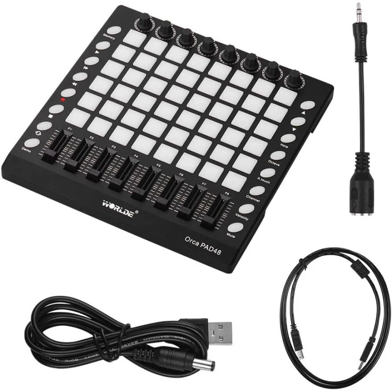 WORLDE MIDI Drum Pad Controller – 48 RGB multi-touch pad’ai, DJ beat maker ir live performance kontroleris aprašymas - Prekės nuotrauka