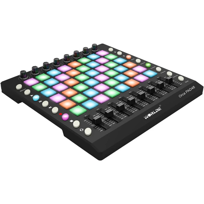 WORLDE MIDI Drum Pad Controller – 48 RGB multi-touch pad’ai, DJ beat maker ir live performance kontroleris aprašymas - Prekės nuotrauka