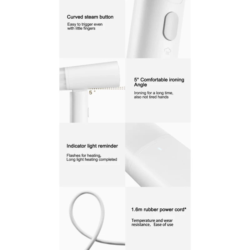 Xiaomi Mijia Handheld Garment Steamer 2 – Galingas, sulankstomas drabužių garintuvas greitam ir nepriekaištingam lyginimui aprašymas - Prekės nuotrauka