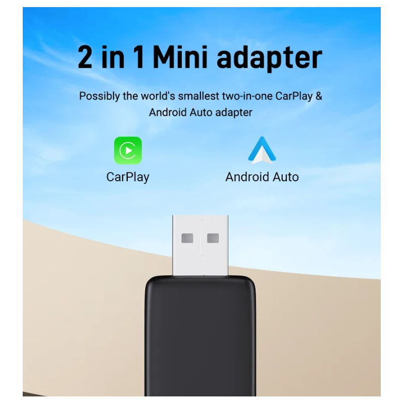 Automagnetola XUDA 2in1 Wired to Wireless CarPlay & Android Auto Adapteris – Paverskite laidinę sistemą belaidžiu patogumu aprašymas - Prekės nuotrauka
