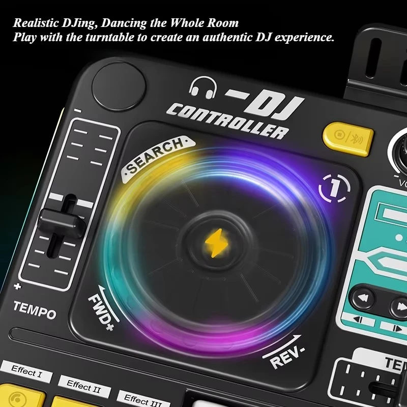 DJ Mixer su mikrofonu – vaikų DJ pultas su pianino klaviatūra, Bluetooth ir DJ turntable muzikos žaislas