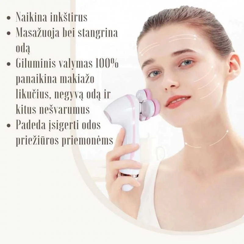 Elektrinis odos valymo bei masažo šepetėlis