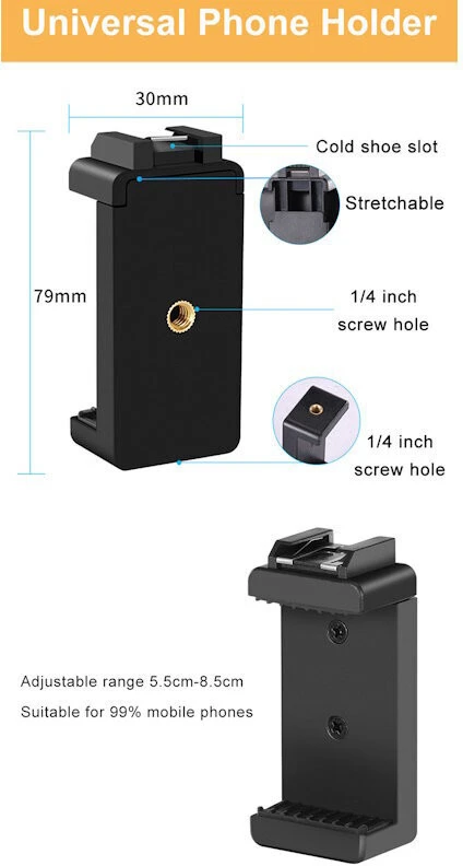 Elight M5 Vlog Telefona Fix Video & Foto komplekts ar Led gaismu / Mikrofonu / Statīvu 1.3m / pulti