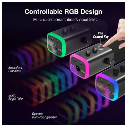 FIFINE AmpliGame AM8 laidinis mikrofonas su RGB apšvietimu USB/XLR