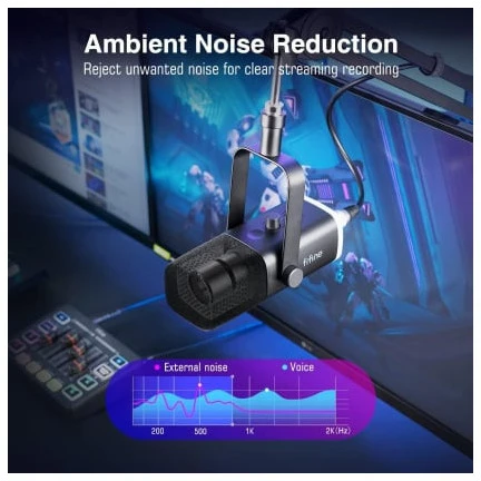 FIFINE AmpliGame AM8 laidinis mikrofonas su RGB apšvietimu USB/XLR