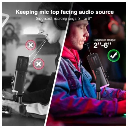 FIFINE AmpliGame AM8 laidinis mikrofonas su RGB apšvietimu USB/XLR