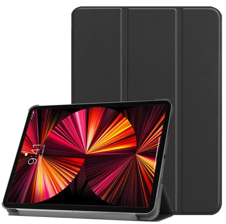 iLike Tri-Fold Plāns Eko-Ādas Statīva Maks Lenovo M10 Plus 10.6'' 3rd Gen TB125 / TB128 (2022) Melns