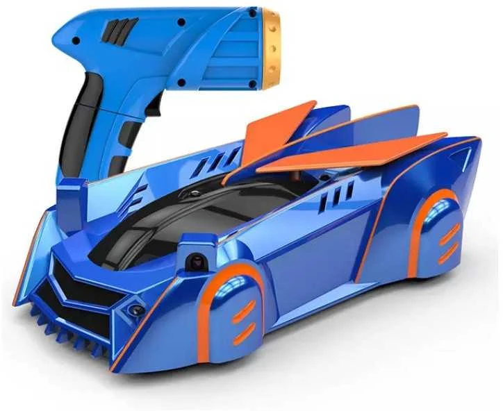Infraraudonųjų spindulio lazeriu RC valdomas automobilis mėlynas