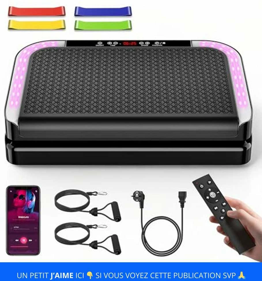 Išmanioji vibruojanti treniruoklio platforma su Bluetooth ir treniruočių virvėmis – viso kūno treniruotė su muzika!
