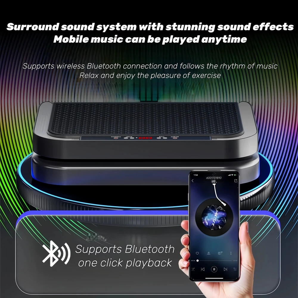 Išmanioji vibruojanti treniruoklio platforma su Bluetooth ir treniruočių virvėmis – viso kūno treniruotė su muzika!