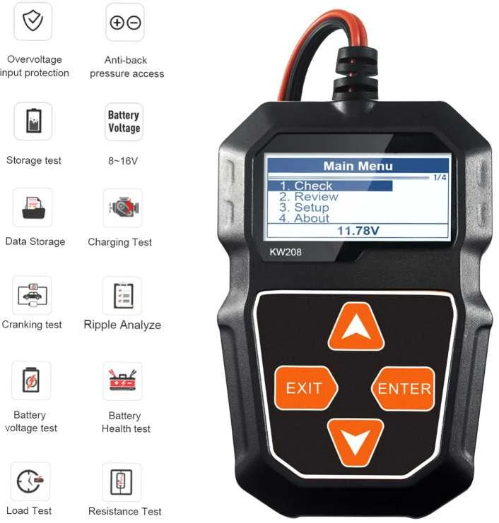 KONNWEI KW208 12V automobilio akumuliatoriaus apkrovos testeris