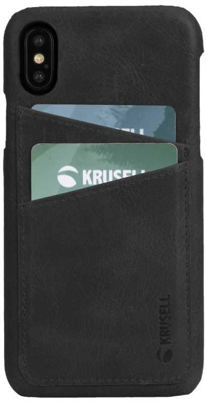 Dėklas Krusell Sunne 2 kortelių dangtelis Apple iPhone XS Max vintage juodas