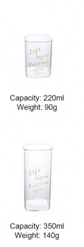 Kvadratinės stiklinės su tekstu, 220ml ir 350ml