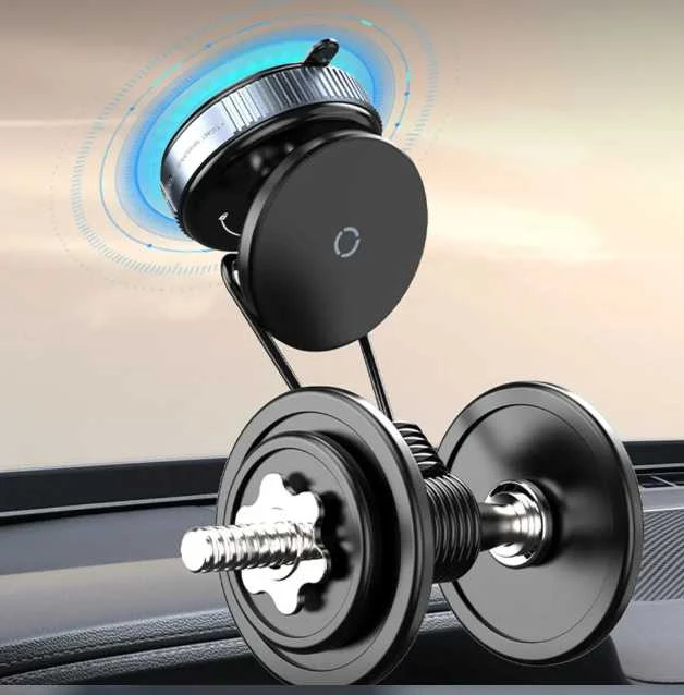 Magnetinis telefono laikiklis automobiliui – 360° reguliuojamas, sulankstomas su vakuumine pagrindo fiksacija