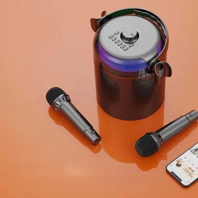 Mikroskopas KITE Bevielė bluetooth nešiojama dviejų mikrofonų karaokė su garsiakalbiu (juoda)