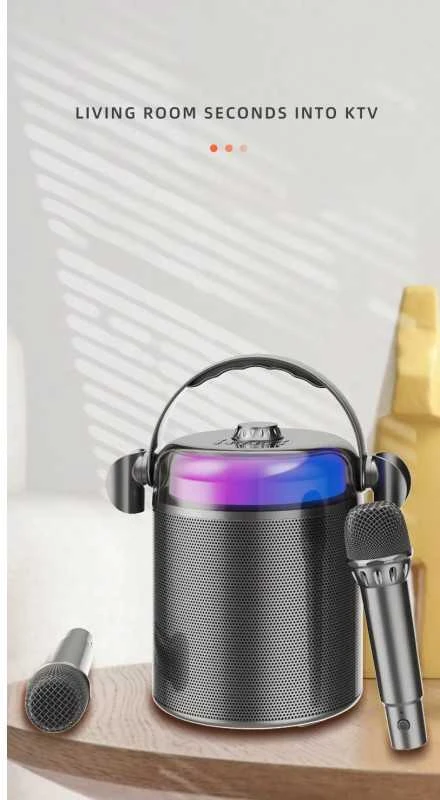 Mikroskopas KITE Bevielė bluetooth nešiojama dviejų mikrofonų karaokė su garsiakalbiu (juoda)