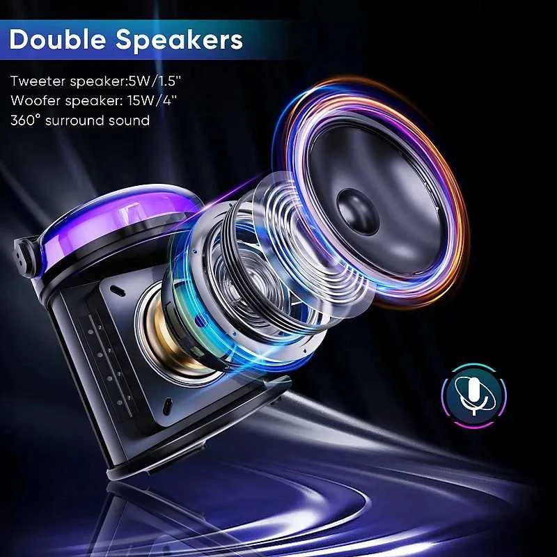 Mikroskopas KITE Bevielė bluetooth nešiojama dviejų mikrofonų karaokė su garsiakalbiu (juoda)