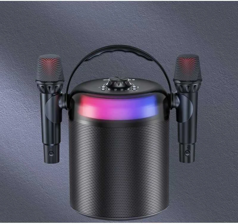 Mikroskopas KITE Bevielė bluetooth nešiojama dviejų mikrofonų karaokė su garsiakalbiu (juoda)
