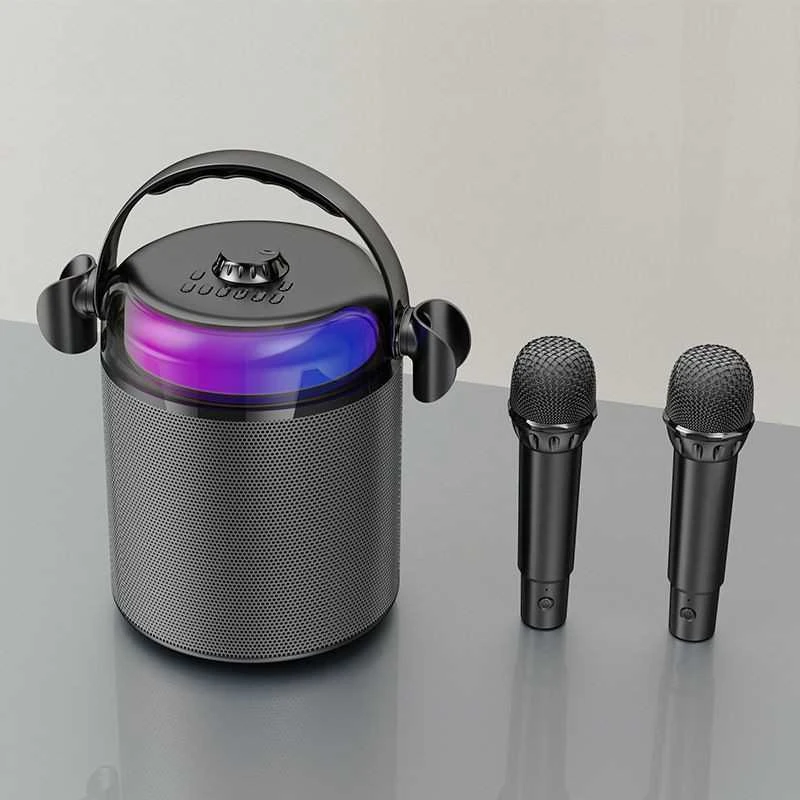 Mikroskopas KITE Bevielė bluetooth nešiojama dviejų mikrofonų karaokė su garsiakalbiu (juoda)