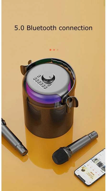 Mikroskopas KITE Bevielė bluetooth nešiojama dviejų mikrofonų karaokė su garsiakalbiu (juoda)