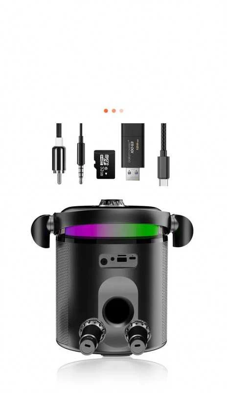 Mikroskopas KITE Bevielė bluetooth nešiojama dviejų mikrofonų karaokė su garsiakalbiu (juoda)