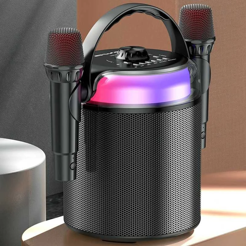 Mikroskopas KITE Bevielė bluetooth nešiojama dviejų mikrofonų karaokė su garsiakalbiu (juoda)