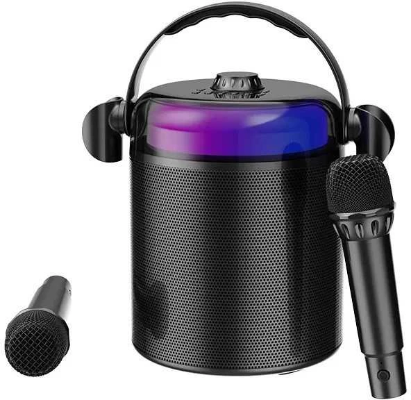 Mikroskopas KITE Bevielė bluetooth nešiojama dviejų mikrofonų karaokė su garsiakalbiu (juoda)