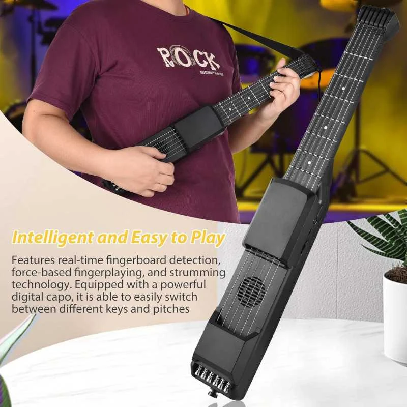 Mini Smart Electric Guitar – 7/12 ladų skaitmeninė Headless MIDI gitara su Bluetooth pradedantiesiems