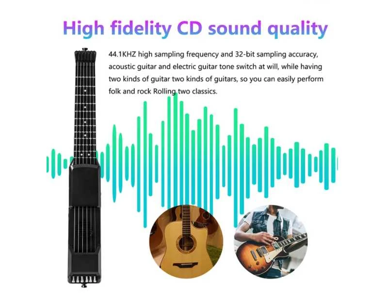 Mini Smart Electric Guitar – 7/12 ladų skaitmeninė Headless MIDI gitara su Bluetooth pradedantiesiems