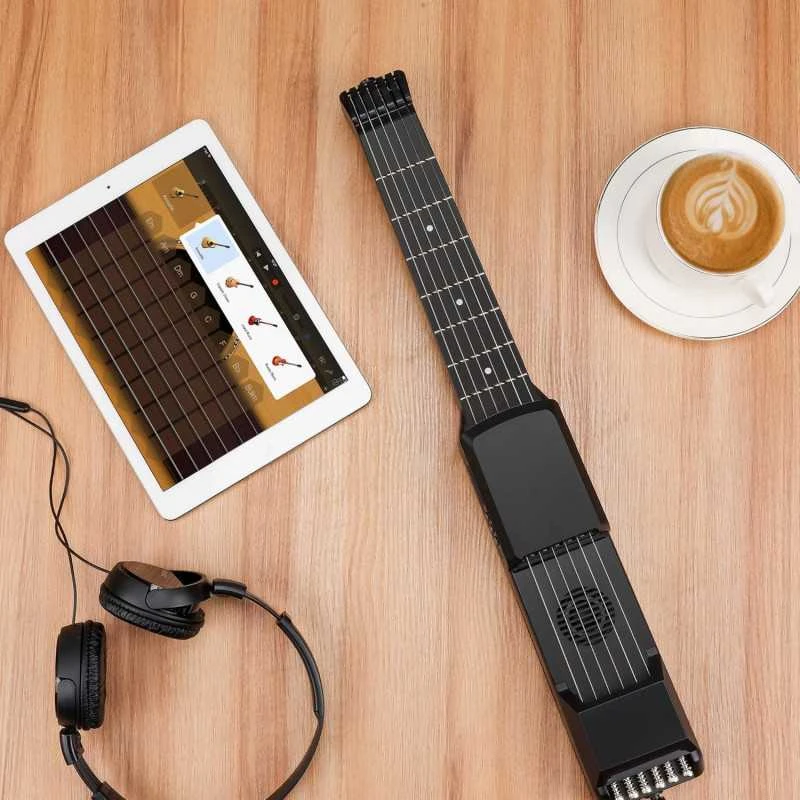 Mini Smart Electric Guitar – 7/12 ladų skaitmeninė Headless MIDI gitara su Bluetooth pradedantiesiems