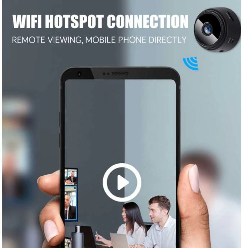 Mini Wifi IP kamera HD 1080P belaidė vidaus kamera su naktiniu pašvietimu, 90 laipsnių filmavimo kampas