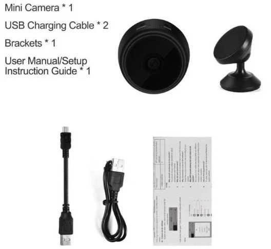 Mini Wifi IP kamera HD 1080P belaidė vidaus kamera su naktiniu pašvietimu, 90 laipsnių filmavimo kampas