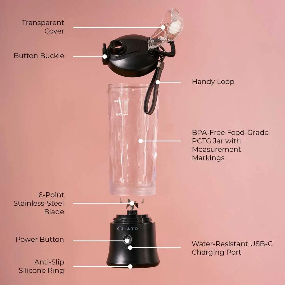 Chiiato CHiATO BlendPLAY Travel Portable Maišytuvas - Juodas