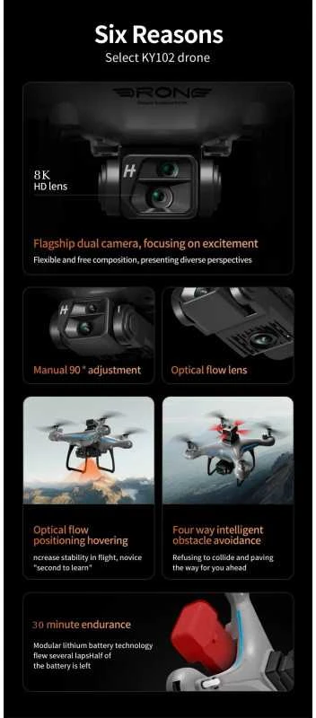 Xiaomi KY 102 dronas su 4K dviguba HD kamera