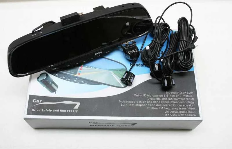 PMC-230 Parkavimo sistema veidrodyje su integruotu ekranu, DVR vaizdo registratoriumi, Bluetooth, kamera