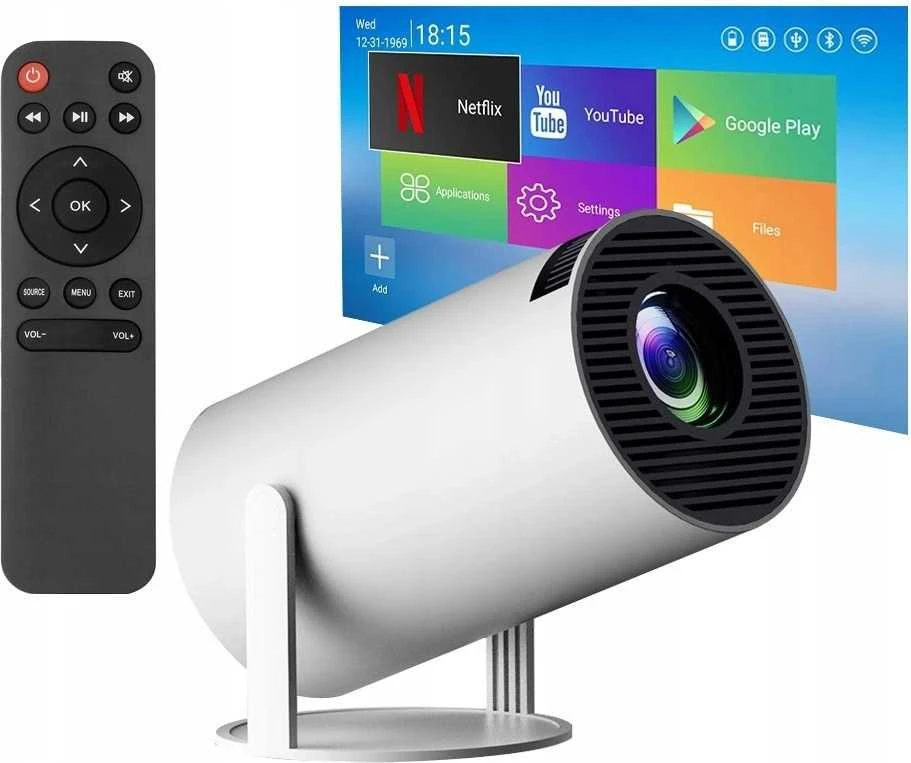 Portable Projektorius Pro+ Nešiojamas išmanus projektorius su Android 11, WiFi 6 ir 4K palaikymu namų kino patirčiai