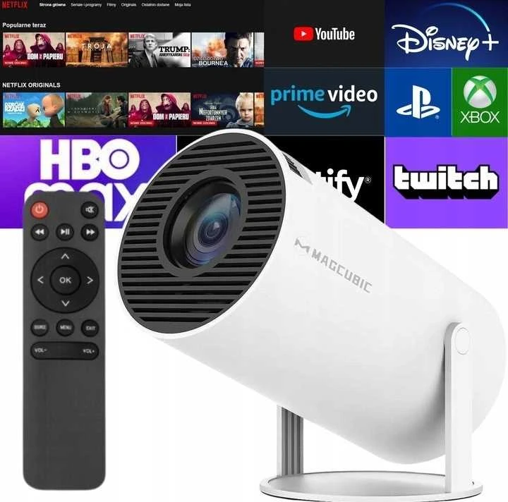 Portable Projektorius Pro+ Nešiojamas išmanus projektorius su Android 11, WiFi 6 ir 4K palaikymu namų kino patirčiai