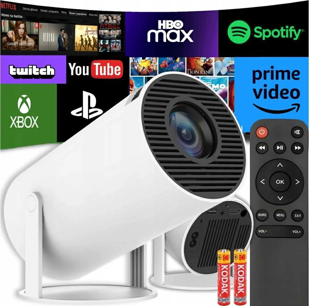 Portable Projektorius Pro+ Nešiojamas išmanus projektorius su Android 11, WiFi 6 ir 4K palaikymu namų kino patirčiai