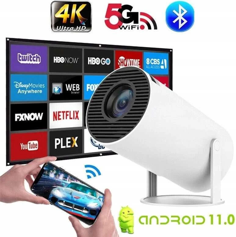 Portable Projektorius Pro+ Nešiojamas išmanus projektorius su Android 11, WiFi 6 ir 4K palaikymu namų kino patirčiai