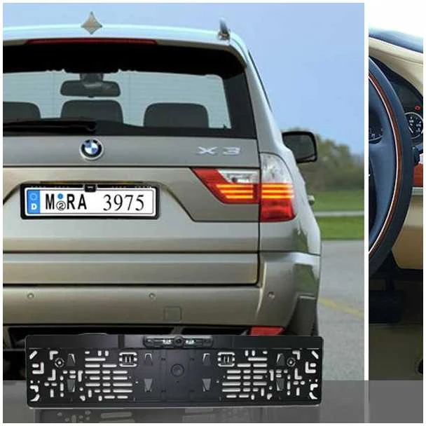 REGO-102 Galinio vaizdo kamera automobiliams valstybinių numerių rėmelyje su naktiniu pašvietimu
