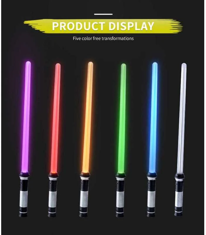 STAR WARS Led šviečiantys kardai, 7 LED spalvų pasirinkimai, EFEKTYVUS kardo kirčio garsas!