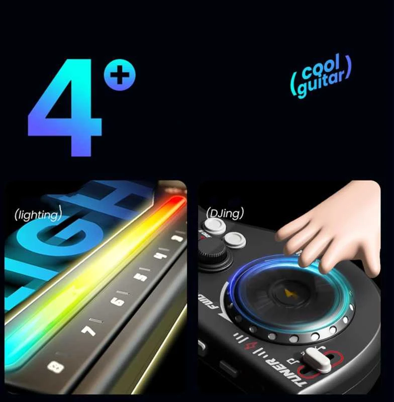 Sulankstoma vaikiška elektroninė gitara – daugiafunkcinis muzikinis žaislas vaikams su šviesomis ir melodijomis