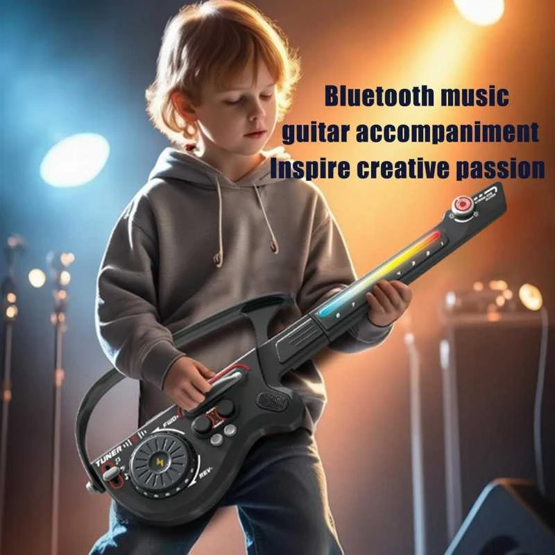 Sulankstoma vaikiška elektroninė gitara – daugiafunkcinis muzikinis žaislas vaikams su šviesomis ir melodijomis